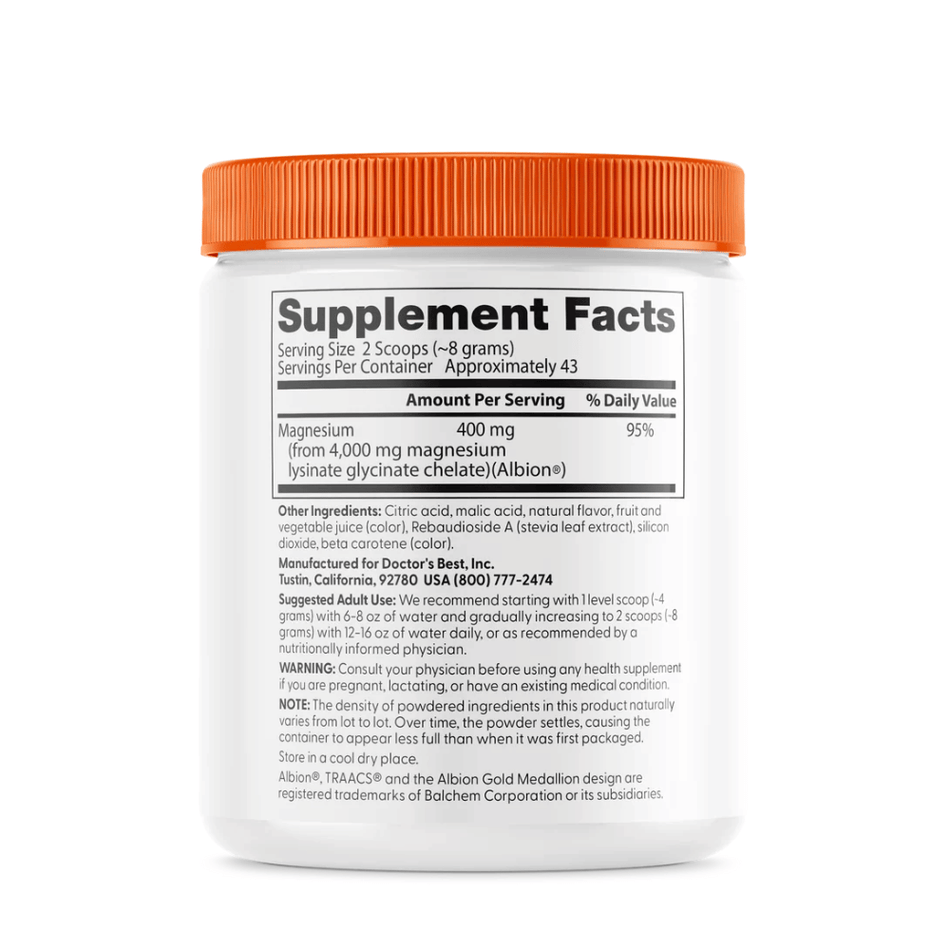 Doctor's Best High Absorption Magnesium Powder, Fruit Punch - 340g- Lillys Pharmacy and Health Store