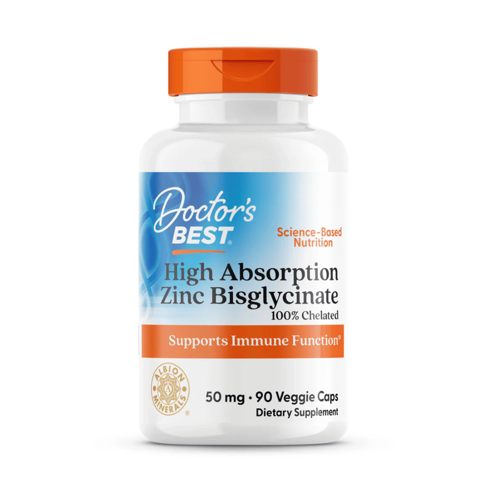 Doctor's Best High Absorption Zinc Bisglycinate, 50mg - 90 vcaps- Lillys Pharmacy and Health Store