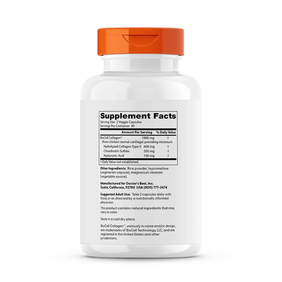 Doctor's Best Hyaluronic Acid + Chondroitin Sulfate with BioCell Collagen - 180 caps- Lillys Pharmacy and Health Store