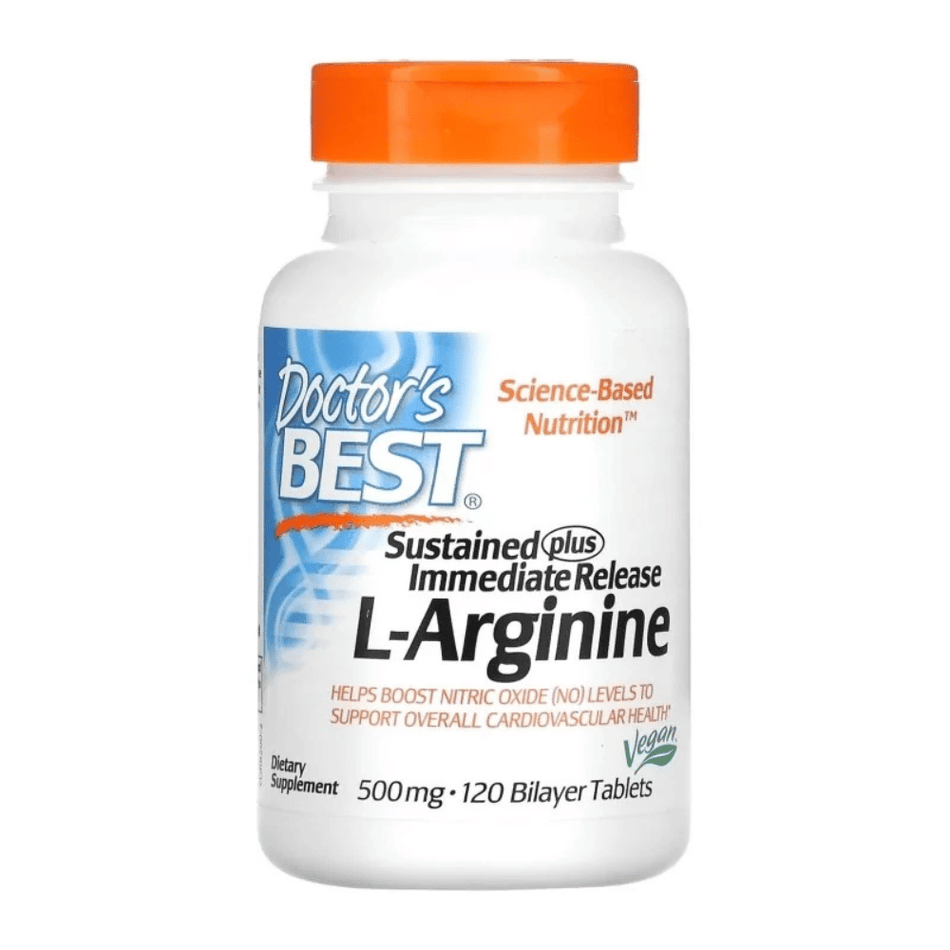Doctor's Best L-Arginine - Sustained + Immediate Release, 500mg - 120 tablets- Lillys Pharmacy and Health Store