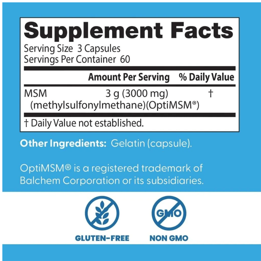 Doctor's Best MSM with OptiMSM Vegan, 1000mg - 180 vcaps- Lillys Pharmacy and Health Store