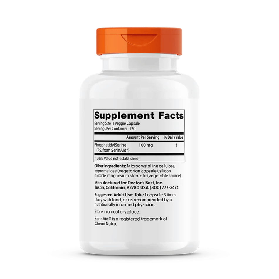 Doctor's Best Phosphatidyl Serine with SerinAid, 100mg - 120 vcaps- Lillys Pharmacy and Health Store
