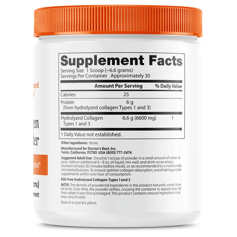 Doctor's Best Pure Collagen Types 1 and 3, Powder - 200g- Lillys Pharmacy and Health Store