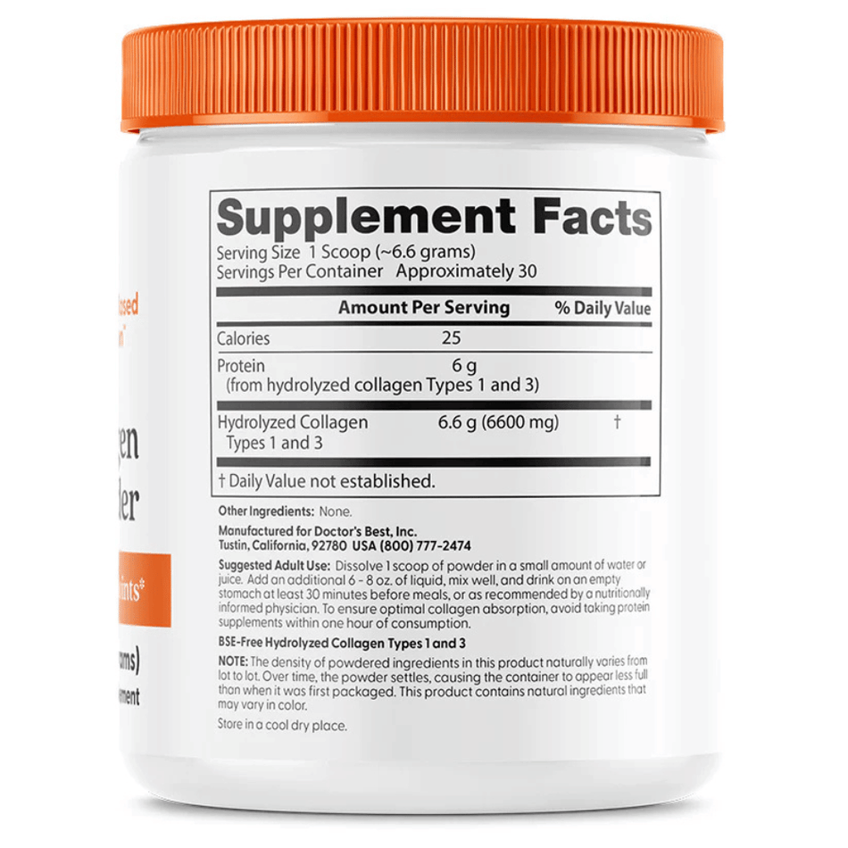 Doctor's Best Pure Collagen Types 1 and 3, Powder - 200g- Lillys Pharmacy and Health Store