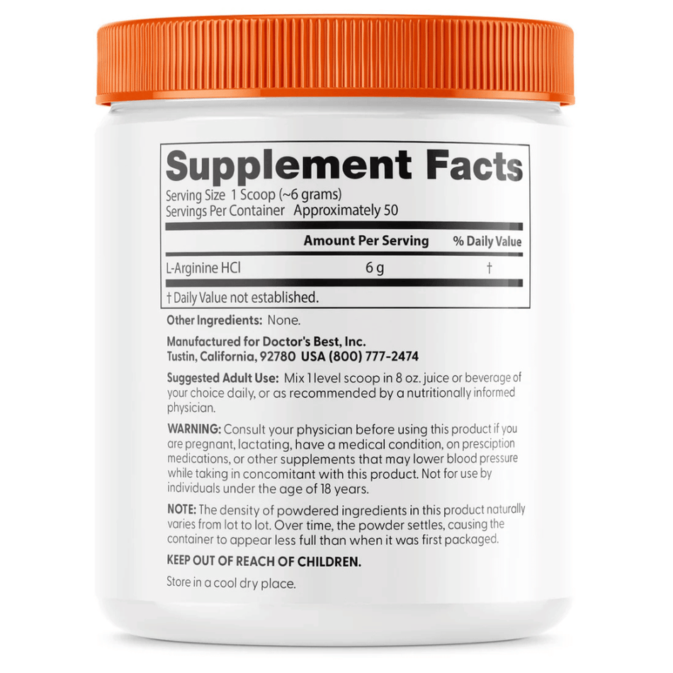 Doctor's Best Pure L-Arginine Powder - 300g- Lillys Pharmacy and Health Store