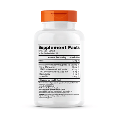 Doctor's Best Real Krill, 350mg - 60 softgels- Lillys Pharmacy and Health Store