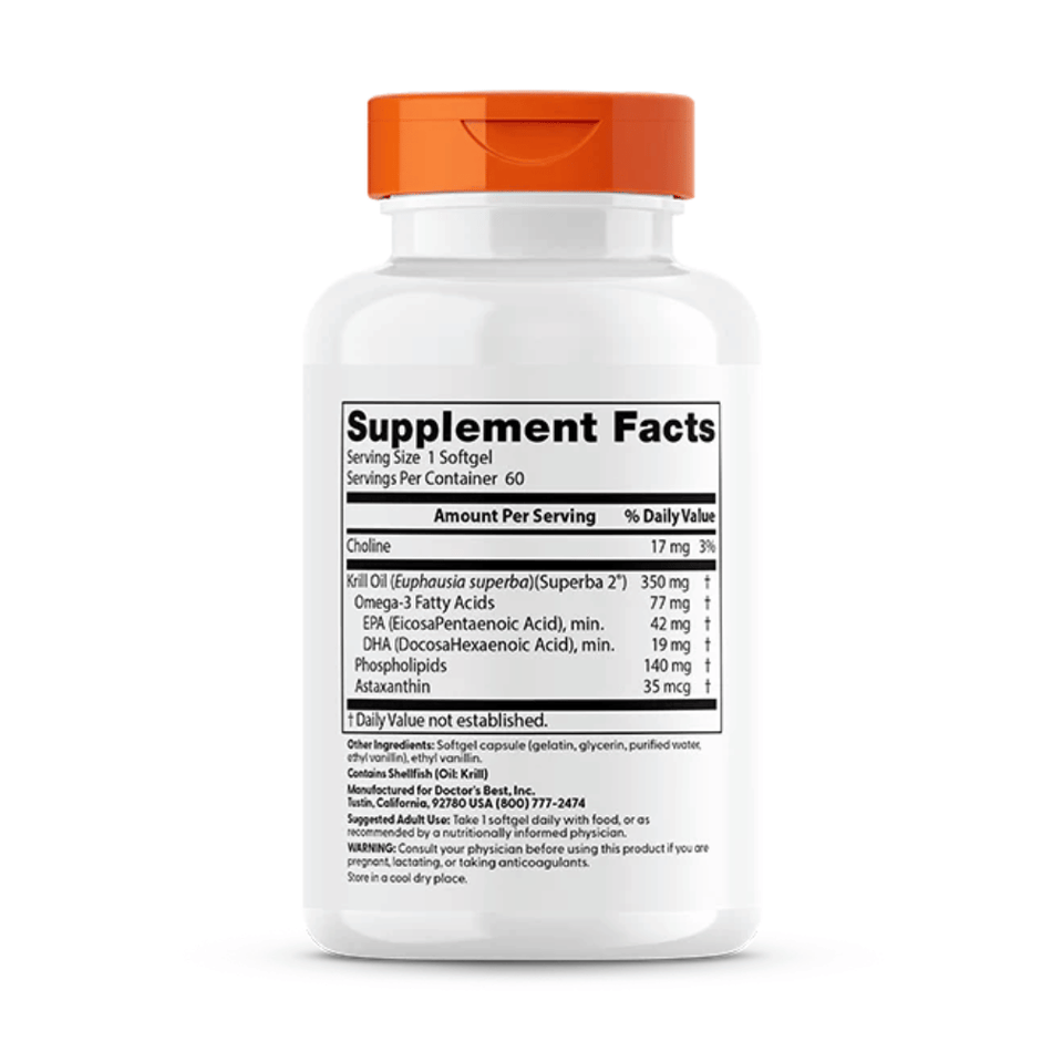 Doctor's Best Real Krill, 350mg - 60 softgels- Lillys Pharmacy and Health Store