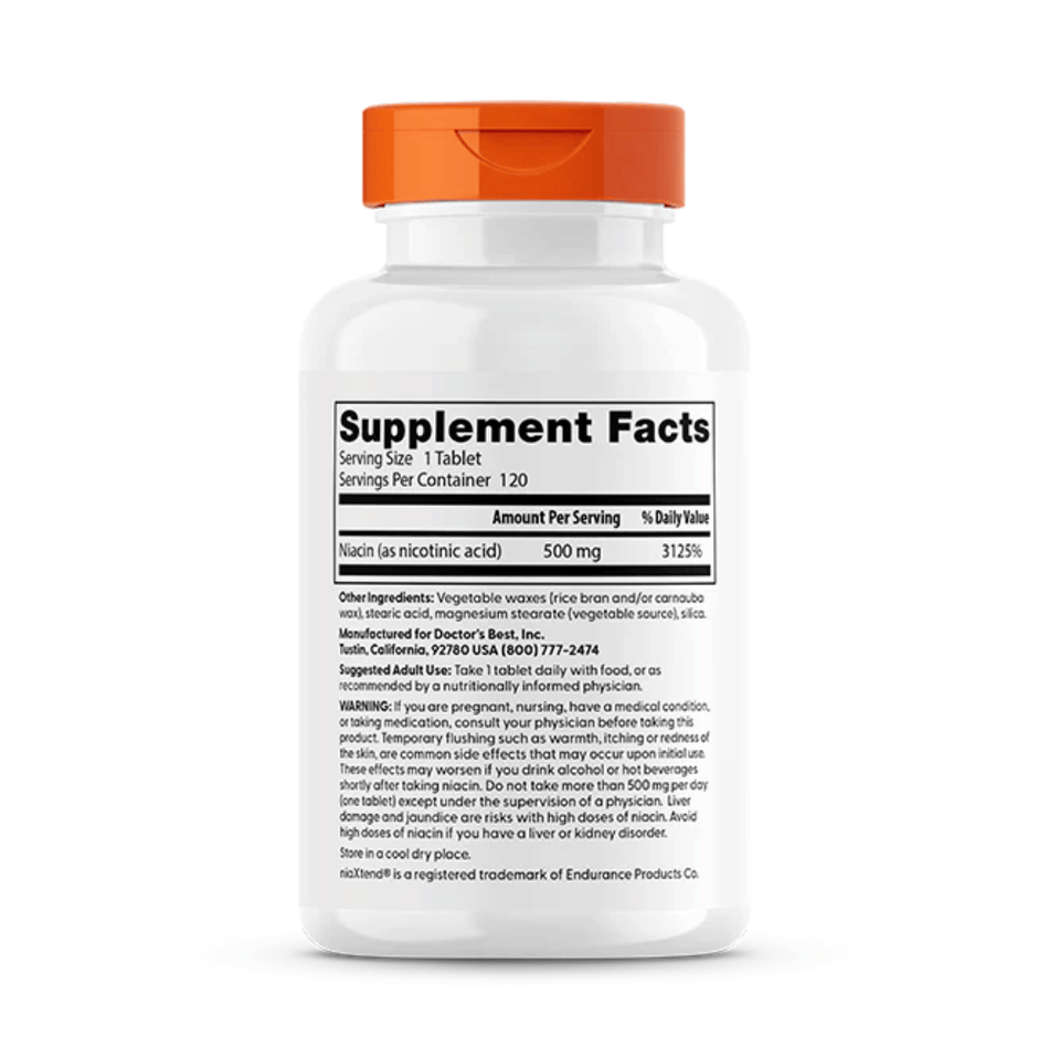 Doctor's Best Sustained - Release Niacin, 500mg - 120 tablets- Lillys Pharmacy and Health Store