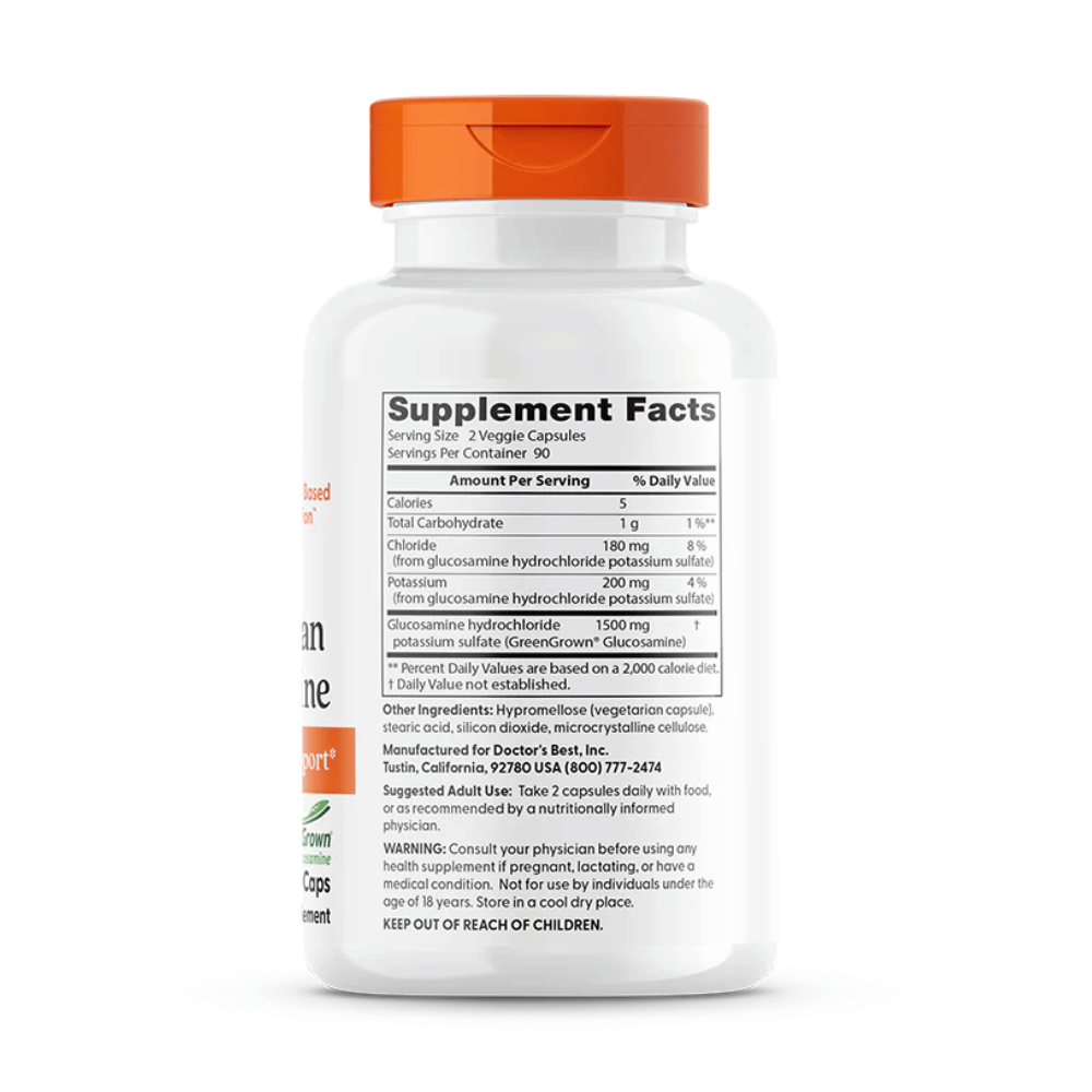Doctor's Best Vegan Glucosamine with GreenGrown, 1500mg - 180 vcaps- Lillys Pharmacy and Health Store