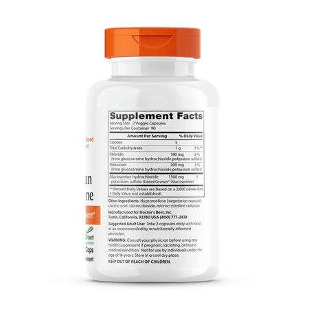 Doctor's Best Vegan Glucosamine with GreenGrown, 1500mg - 180 vcaps- Lillys Pharmacy and Health Store