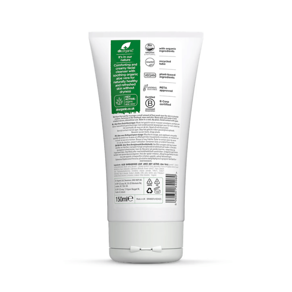 Dr Organic Aloe Vera Cream Face Wash 150ml- Lillys Pharmacy and Health Store