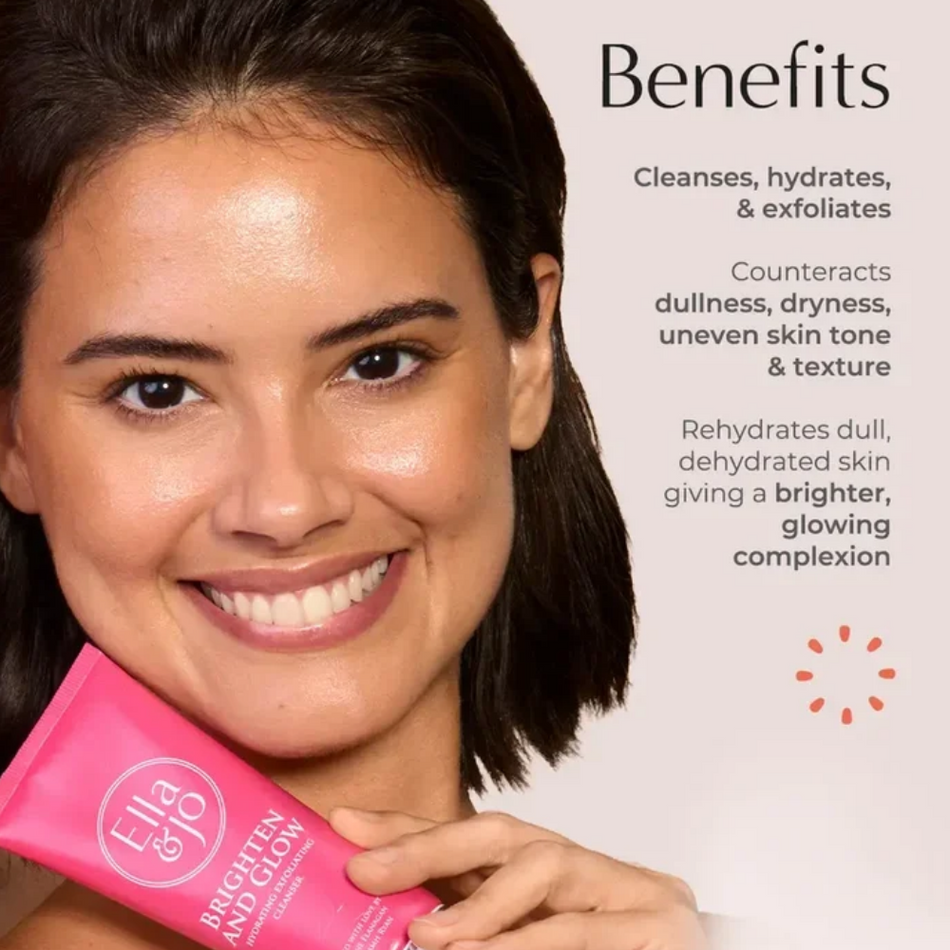 Ella & Jo Brighten & Glow Hydrating Exfoliating Cleanser 100ml- Lillys Pharmacy and Health Store