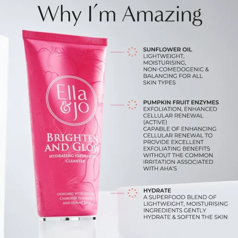 Ella & Jo Brighten & Glow Hydrating Exfoliating Cleanser 100ml- Lillys Pharmacy and Health Store