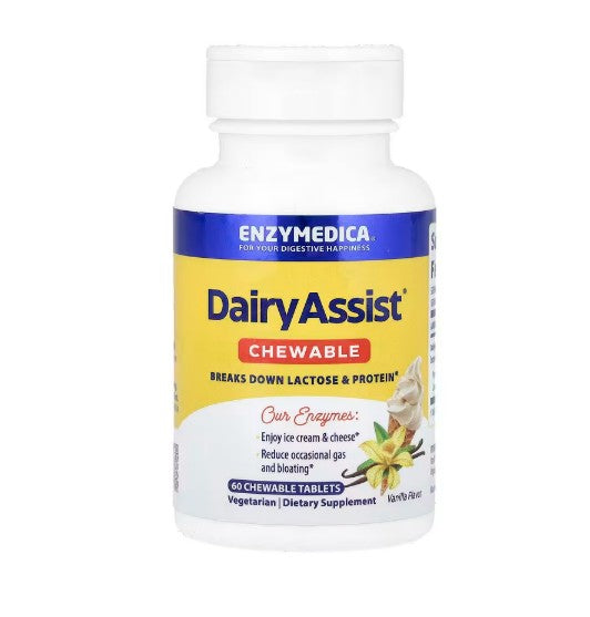Enzymedica DairyAssist Chewable, Vanilla - 60 chewable tablets - Lilly's Pharmacy