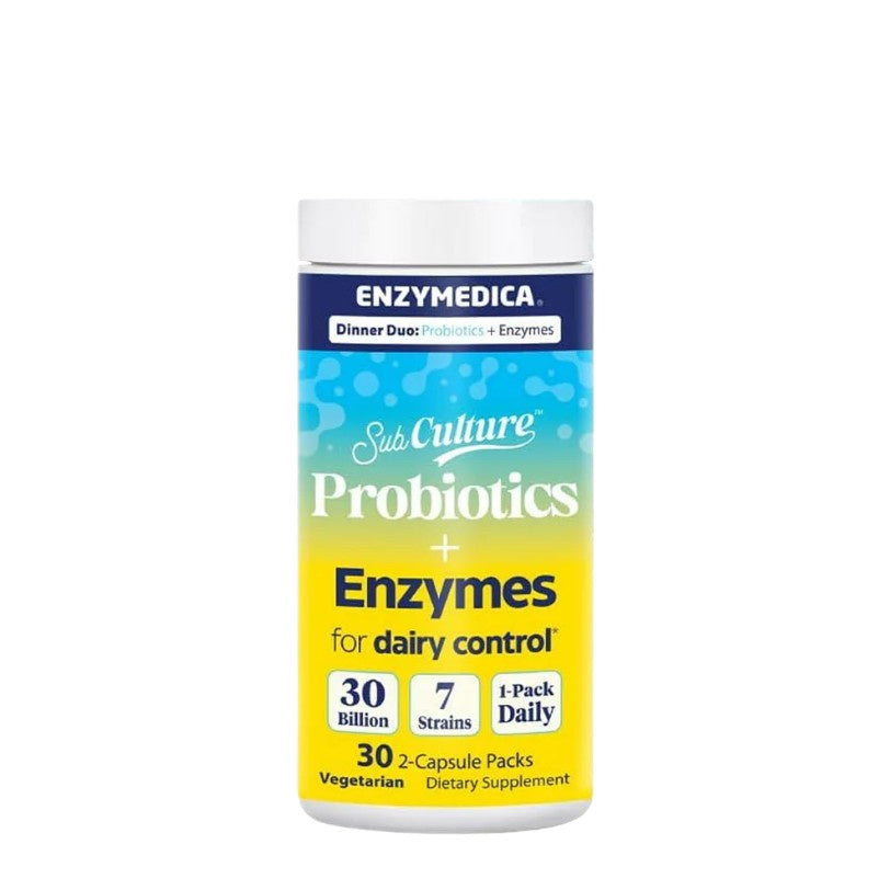 Enzymedica SubCulture Dinner Duo Probiotics + Enzyme for Dairy Control Packs - 30 x 2 Vcaps - Lilly's Pharmacy