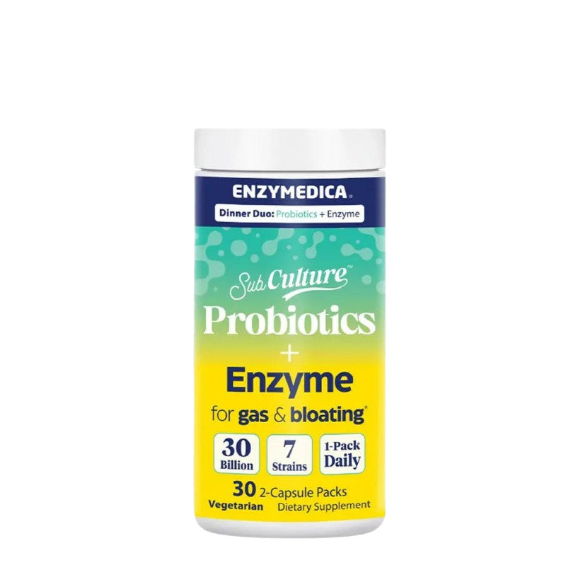 Enzymedica SubCulture Dinner Duo Probiotics + Enzyme for Gas & Bloating Packs - 30 x 2 Vcaps - Lilly's Pharmacy