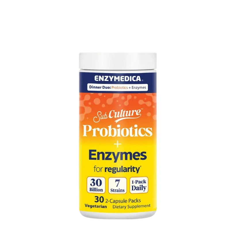 Enzymedica SubCulture Dinner Duo Probiotics + Enzyme for Regularity Packs - 30 x 2 Vcaps - Lilly's Pharmacy