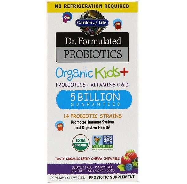 Garden of Life Dr. Formulated Probiotics Kids+, Berry Cherry - 30 Chewables - Lilly's Pharmacy