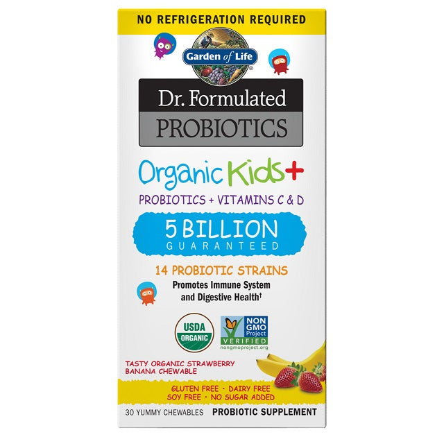 Garden of Life Dr. Formulated Probiotics Kids+, Strawberry Banana - 30 Chewables - Lilly's Pharmacy