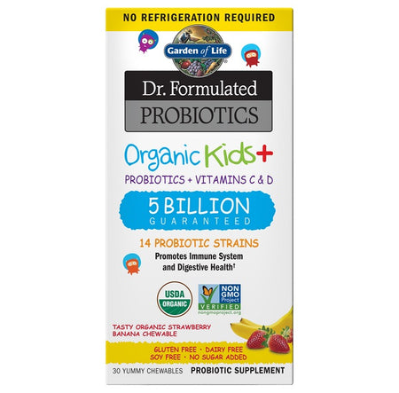 Garden of Life Dr. Formulated Probiotics Kids+, Strawberry Banana - 30 Chewables - Lilly's Pharmacy