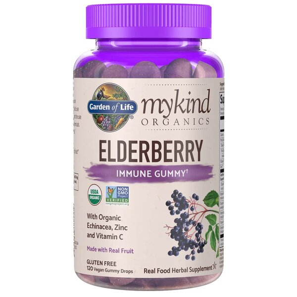Garden of Life Mykind Elderberry, Real Fruit - 120 vegan gummy drops - Lilly's Pharmacy