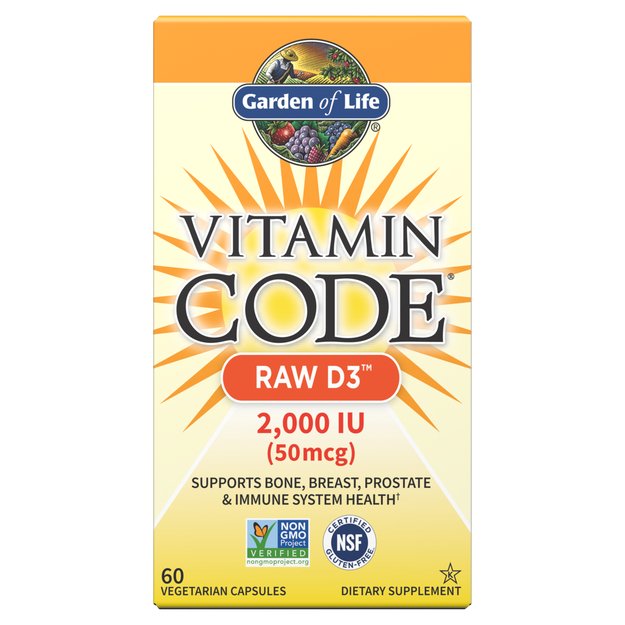 Garden of Life Vitamin Code Raw D3, 2000 IU - 60 Vcaps - Lilly's Pharmacy