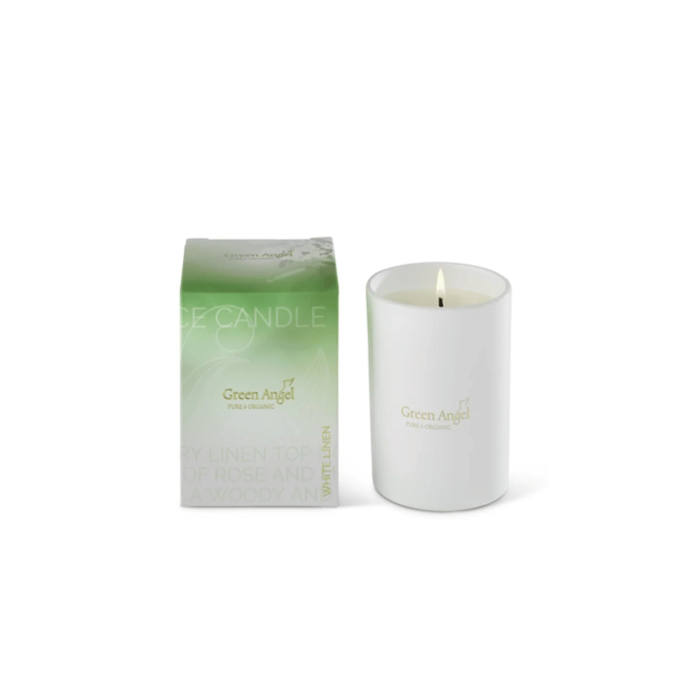 Green Angel White Linen Soy Wax Candle 270g