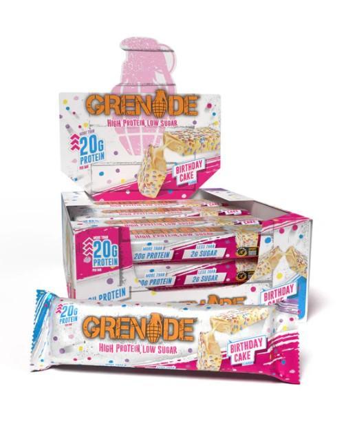 Grenade Protein Bars, Birthday Cake (EAN 5060221208055) 12 x 60g- Lillys Pharmacy and Health Store