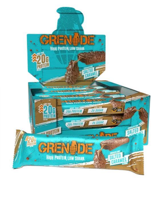 Grenade Protein Bars, Chocolate Chip Salted Caramel (EAN 5060221206877) 12 x 60g- Lillys Pharmacy and Health Store