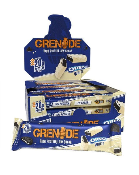 Grenade Protein Bars, OREO White (EAN 5060811384435) 12 x 60g- Lillys Pharmacy and Health Store