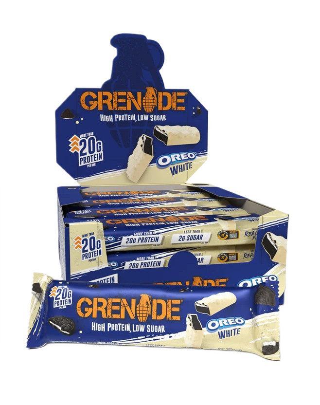 Grenade Protein Bars, OREO White (EAN 5060811384435) 12 x 60g- Lillys Pharmacy and Health Store