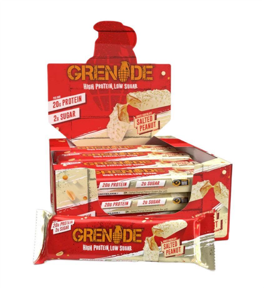Grenade Protein Bars, White Chocolate Salted Peanut (EAN 5060221208123) 12 x 60g- Lillys Pharmacy and Health Store