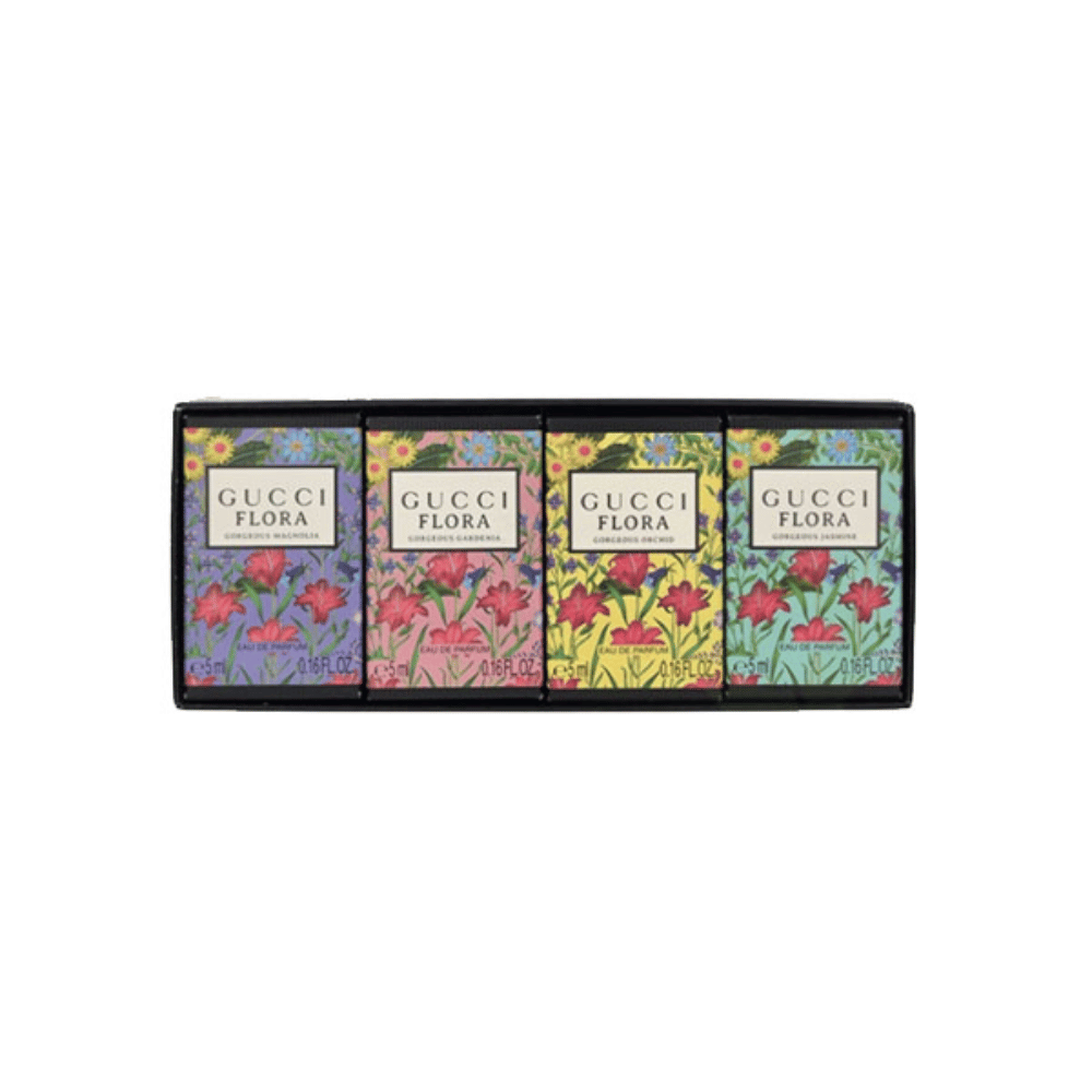 Gucci Flora 4pc Miniature Gift Set5ml Gorgeous Magnolia Edp, 5ml Gorgeous Orchid Edp, 5ml Gorgeous Jasmine Edp, 5ml Gorgeous Gardenia Edp- Lillys Pharmacy and Health Store