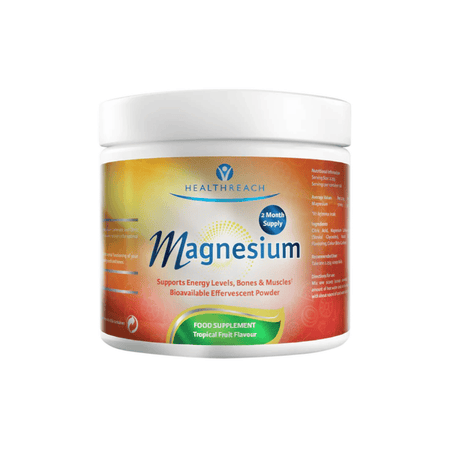 HealthReach Magnesium Effervescent Powder Tropical Fruit Flavour 150g- Lillys Pharmacy and Health Store