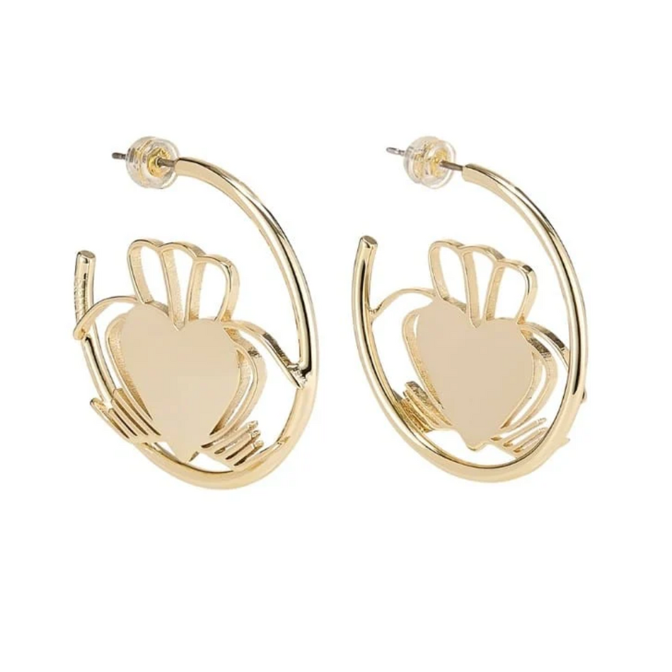 Heart Strong Claddagh Hoop Earrings Gold- Lillys Pharmacy and Health Store