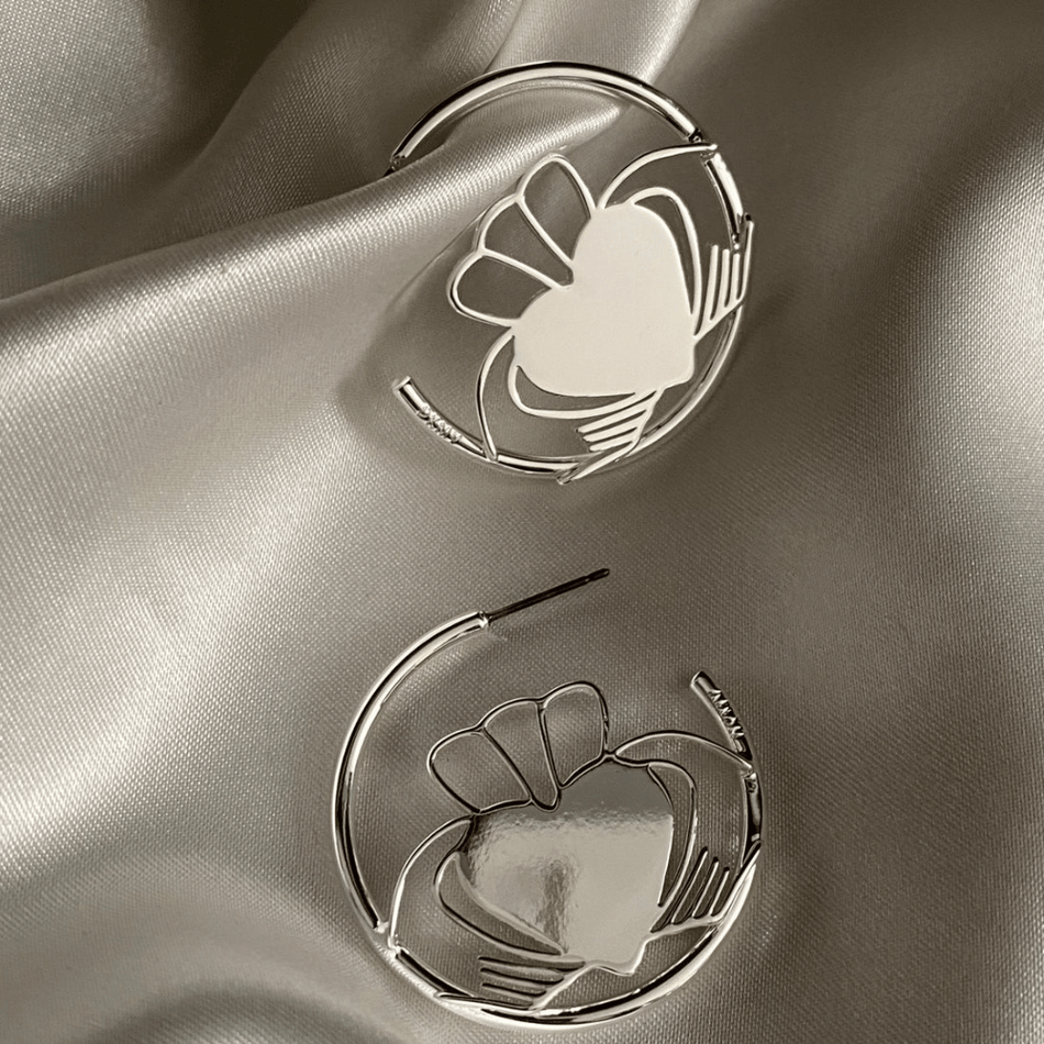 Heart Strong Claddagh Hoop Earrings Silver- Lillys Pharmacy and Health Store