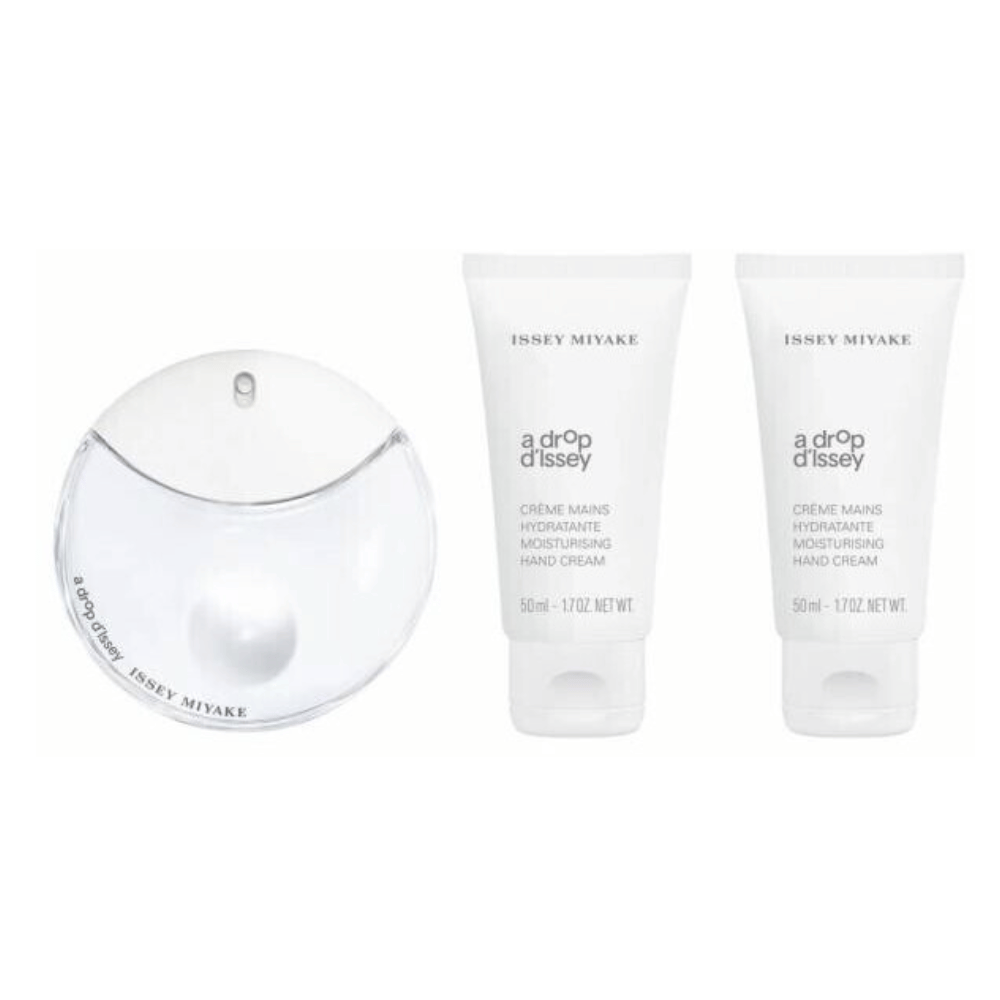 Issey Miyake A Drop D'Issey 50ml 3 Piece Gift Set - 50ml Eau de Parfum Spray, 2 x 50ml Hand Cream- Lillys Pharmacy and Health Store