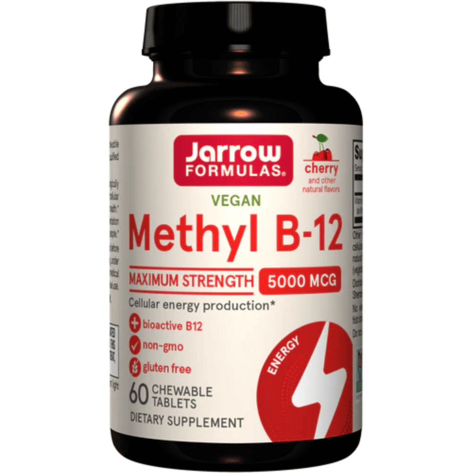 Jarrow Formulas Methyl B-12, 5000mcg (Cherry) - 60 vegan chewable tabs- Lillys Pharmacy and Health Store