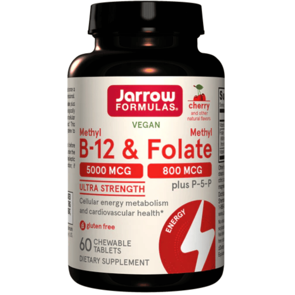 Jarrow Formulas Methyl B-12 & Methyl Folate, Cherry - 60 chewable tabs- Lillys Pharmacy and Health Store