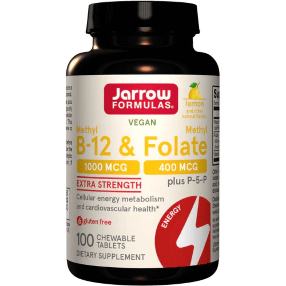 Jarrow Formulas Methyl B-12 & Methyl Folate, Lemon - 100 chewable tabs- Lillys Pharmacy and Health Store