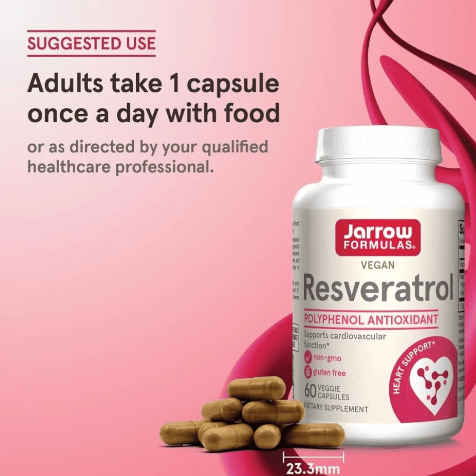 Jarrow Formulas Resveratrol, 100mg - 60 vcaps- Lillys Pharmacy and Health Store