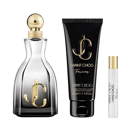 Jimmy Choo I Want Choo Forever 100ml 3 Piece Gift Set - 100ml Eau de Parfum Spray, 7.5ml Eau de Parfum Spray, 100ml Body Lotion- Lillys Pharmacy and Health Store