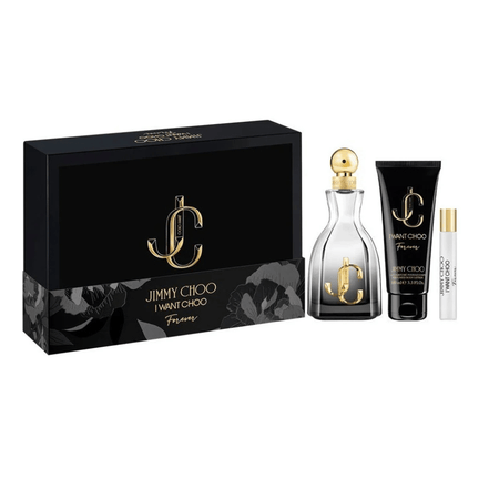 Jimmy Choo I Want Choo Forever 100ml 3 Piece Gift Set - 100ml Eau de Parfum Spray, 7.5ml Eau de Parfum Spray, 100ml Body Lotion- Lillys Pharmacy and Health Store