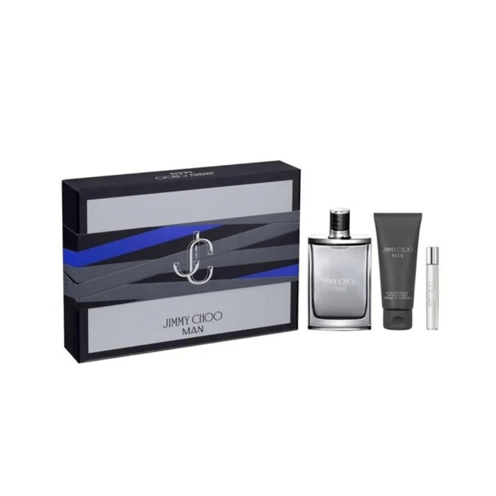 Jimmy Choo Man 100ml 3 Piece Gift Set - 100ml Eau de Toilette Spray, 100ml Shower Gel, 7.5ml Eau de Toilette Spray- Lillys Pharmacy and Health Store