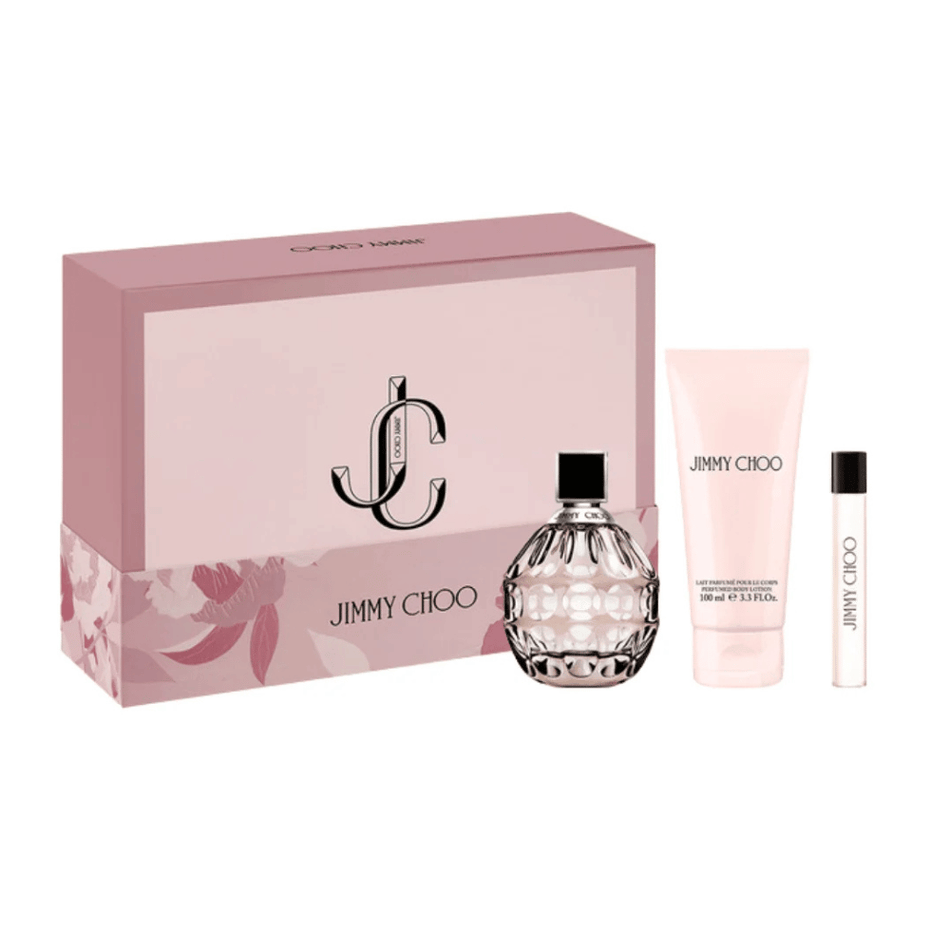 Jimmy Choo Women's 100ml 3 Piece Gift Set - 100ml Eau de Parfum Spray, 7.5ml Eau de Parfum Spray, 100ml Body Lotion- Lillys Pharmacy and Health Store