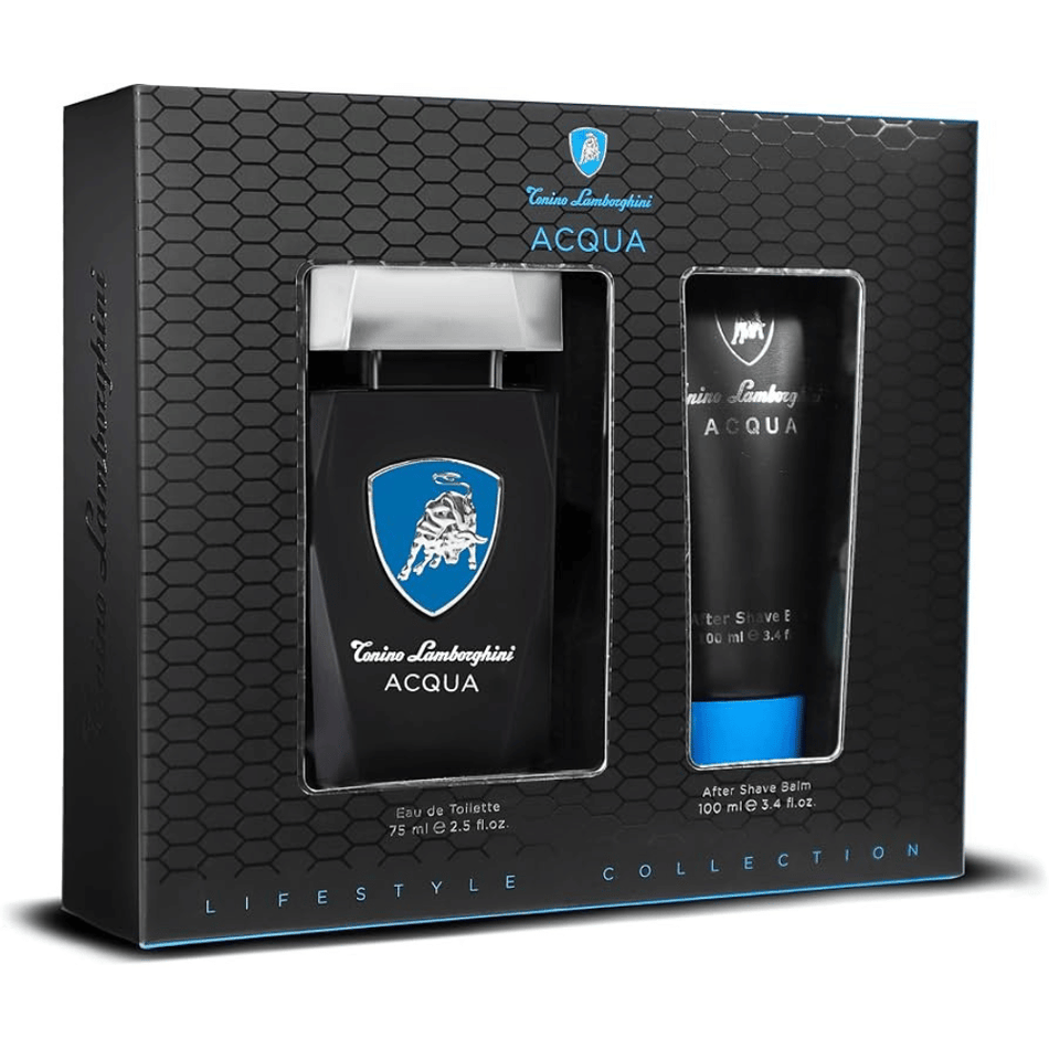 Lamborghini Acqua 75ml 2 Piece Gift Set - 75ml Eau de Toilette Spray, 100ml Aftershave Balm
