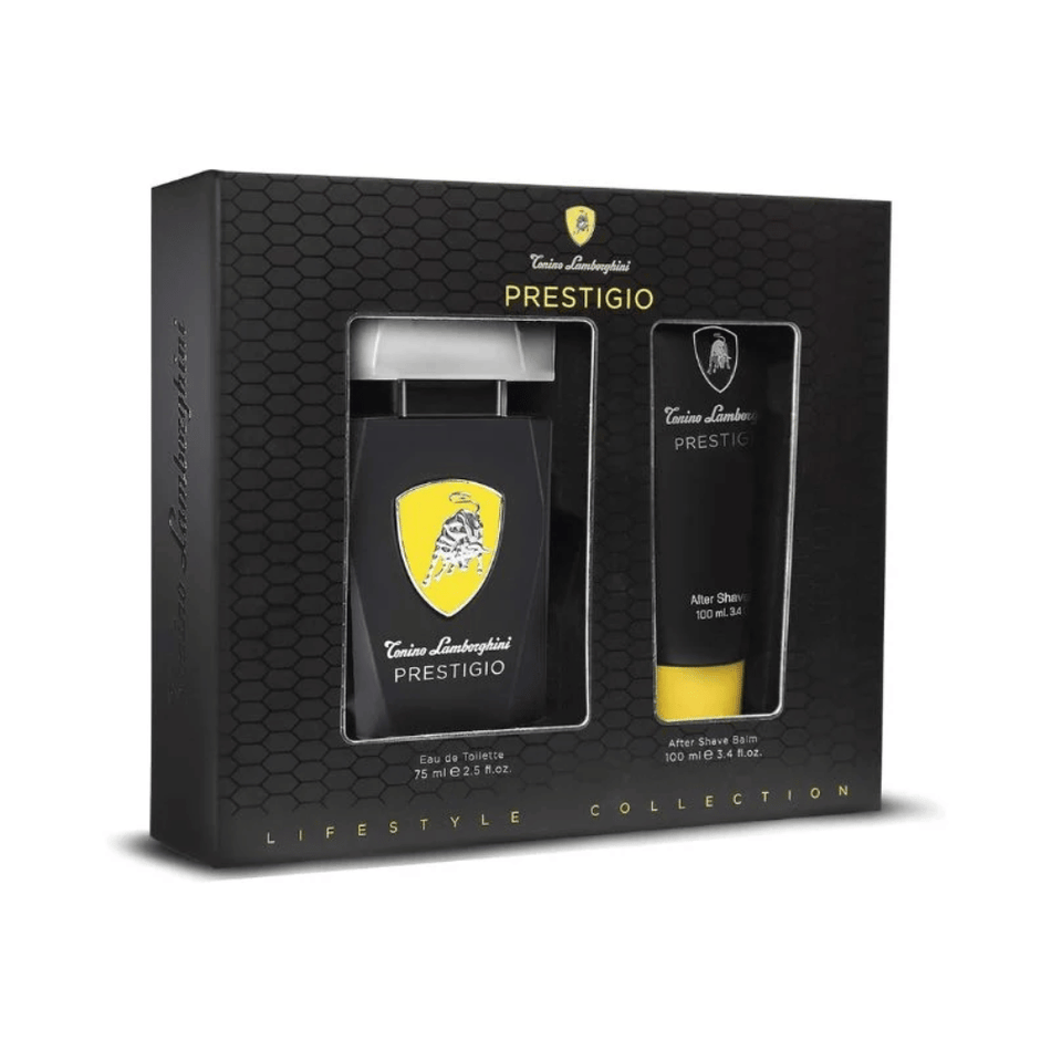 Lamborghini Prestigio 75ml 2 Piece Gift Set - 75ml Eau de Toilette Spray, 100ml Aftershave Balm