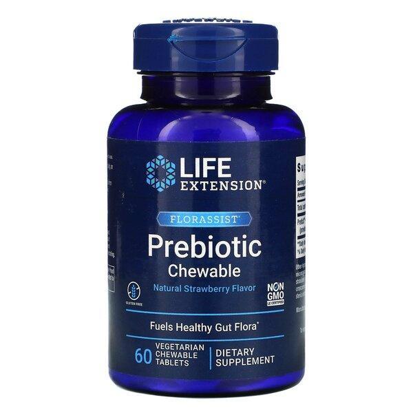 Life Extension Florassist Prebiotic Chewable, Natural Strawberry 60 vegetarian chewable tabs- Lillys Pharmacy and Health Store