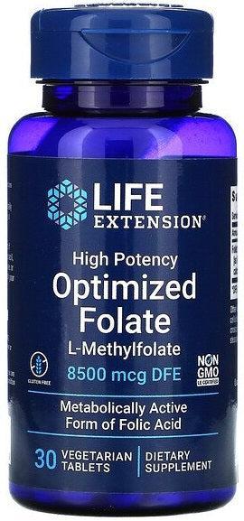 Life Extension High Potency Optimized Folate 30 vegetarian tabs- Lillys Pharmacy and Health Store