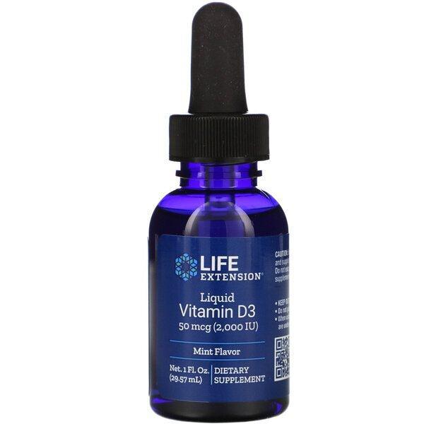 Life Extension Liquid Vitamin D3, 50mcg (Mint) 29 ml- Lillys Pharmacy and Health Store